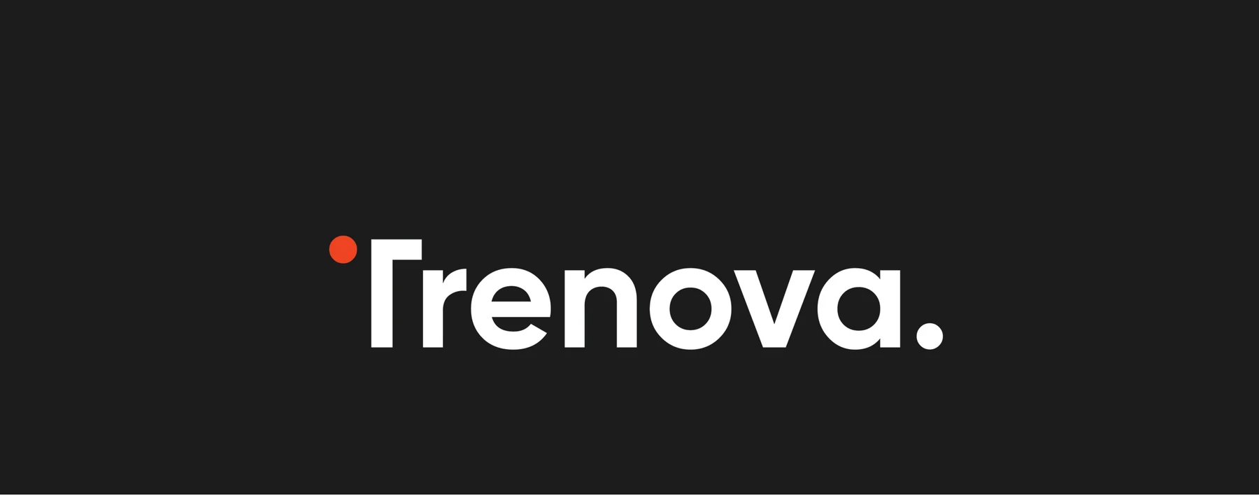 White Trenova wordmark on dark charcoal