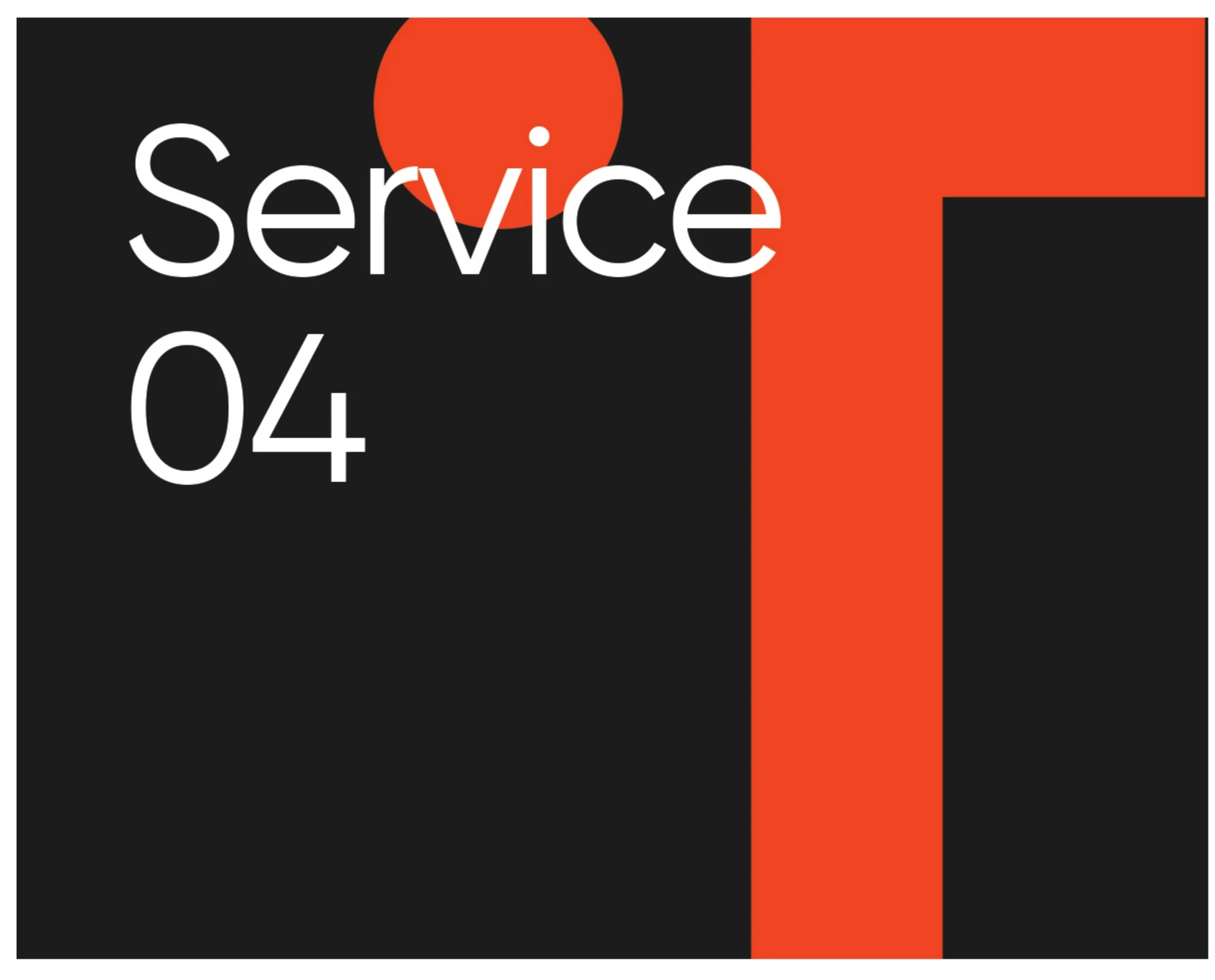 Service slide with orange geometric T composition